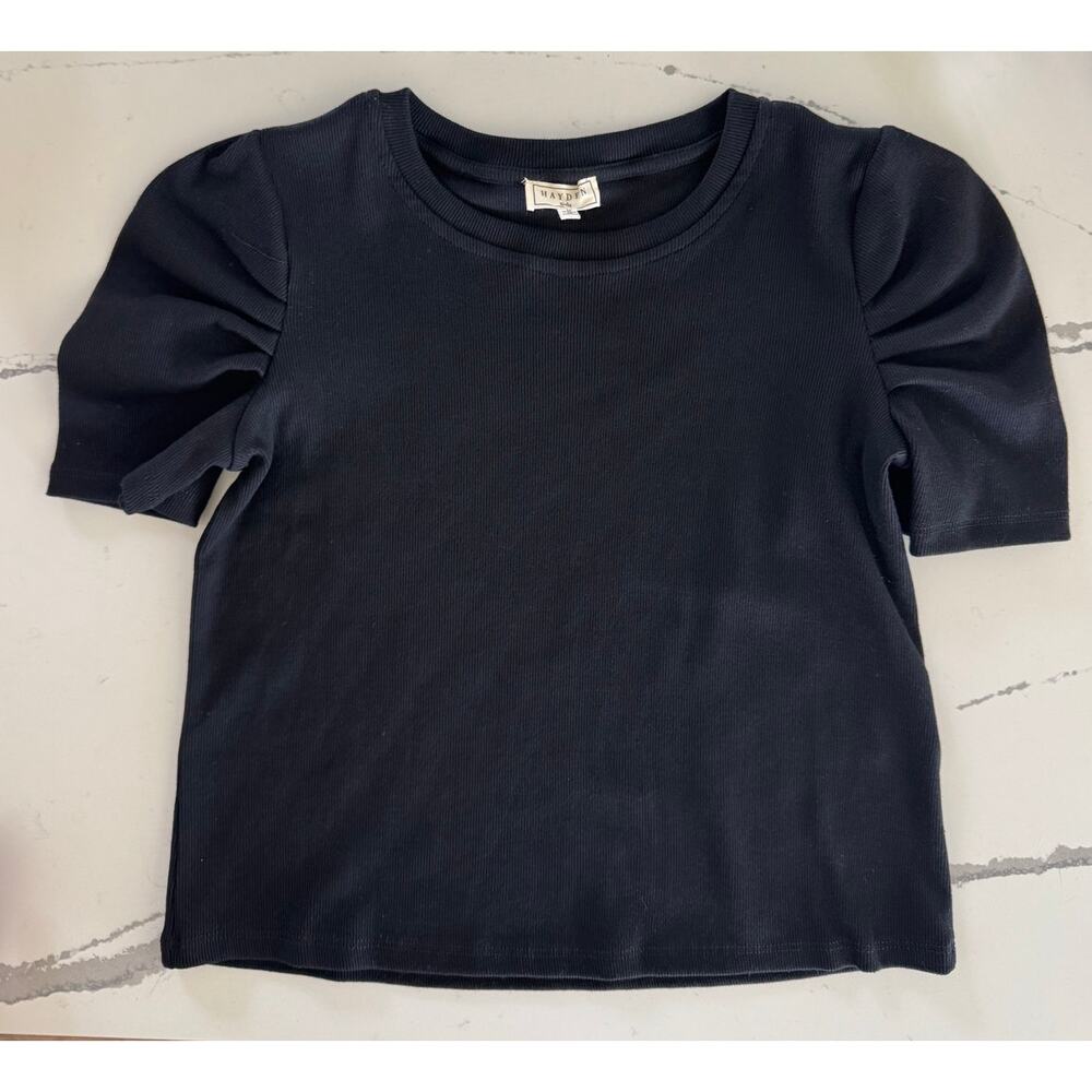 Hayden Girl's Ruffle Sleeve Blouse Shirt Black Size Youth Medium‎